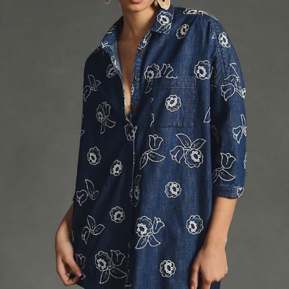 Maeve Oversized Embroidered Shirt